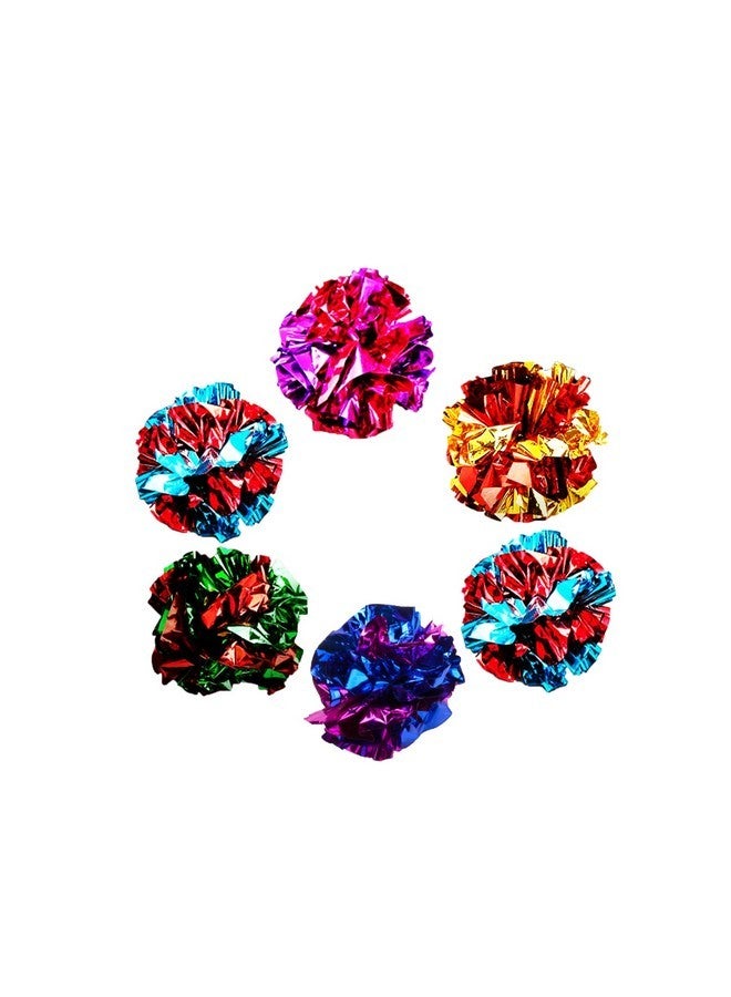 SunGrow 6 Pack Crinkle Balls, Shiny Stress Buster Crinkler, Suitable for Multiple Cats' Play, Ideal for Kittens and Grown-up Cats - Image 1