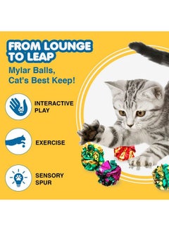 SunGrow SunGrow 6 Pack Crinkle Balls, Shiny Stress Buster Crinkler, Suitable for Multiple Cats' Play, Ideal for Kittens and Grown-up Cats  - Image 3