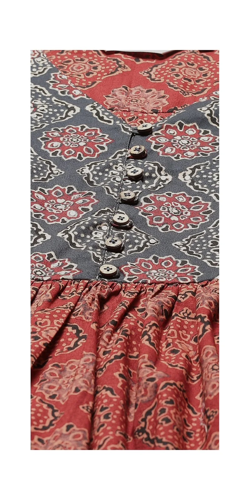 بيبا قرطية قصيرة مطبوعة بطباعة القطن الصدأ