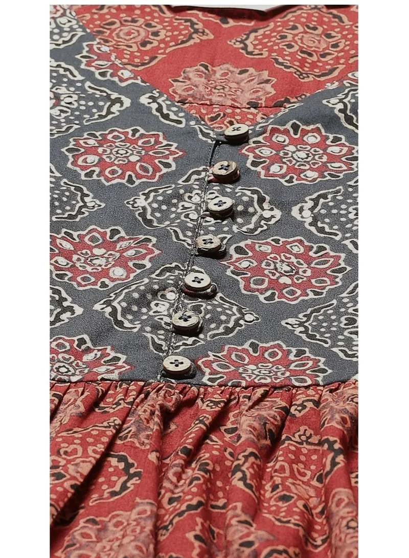 بيبا قرطية قصيرة مطبوعة بطباعة القطن الصدأ