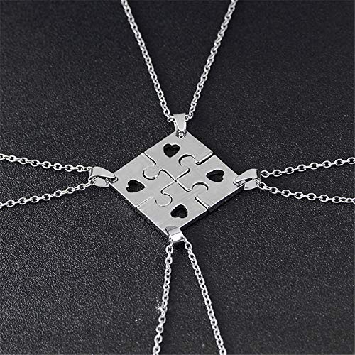 Sisadodo Best Friend Friendship Necklaces for 4, Best Friends Forever Friend Necklace Engraved Puzzle Friendship Pendant Charm Necklaces Set Christma Gift for Women Female - Image 2