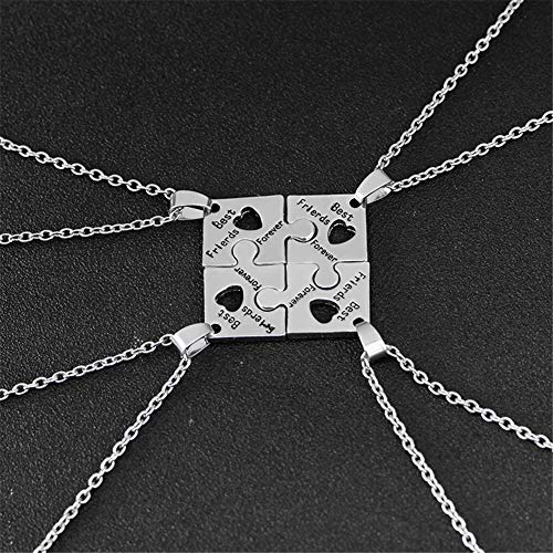 Sisadodo Best Friend Friendship Necklaces for 4, Best Friends Forever Friend Necklace Engraved Puzzle Friendship Pendant Charm Necklaces Set Christma Gift for Women Female - Image 3