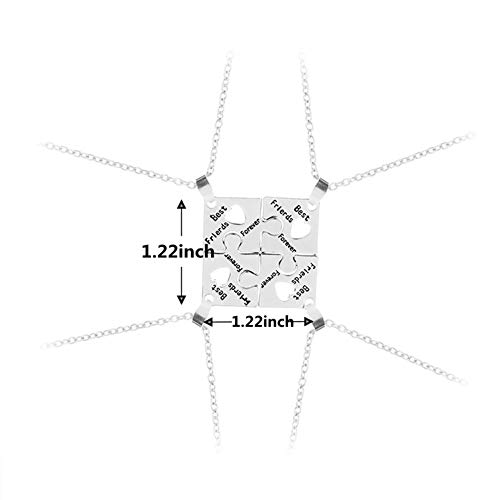 Sisadodo Best Friend Friendship Necklaces for 4, Best Friends Forever Friend Necklace Engraved Puzzle Friendship Pendant Charm Necklaces Set Christma Gift for Women Female - Image 4