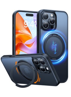 TORRAS 360° Rotatable Magnetic for iPhone 16 Pro Case 6.3 inch, Fit for MagSafe 16 Pro Phone Case, 16FT Mil-Grade Shockproof, Flush Stand Ring Holder, PC+TPU Cover Slim Ostand, Black  - Image 3