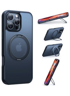 TORRAS 360° Rotatable Magnetic for iPhone 16 Pro Case 6.3 inch, Fit for MagSafe 16 Pro Phone Case, 16FT Mil-Grade Shockproof, Flush Stand Ring Holder, PC+TPU Cover Slim Ostand, Black  - Image 4