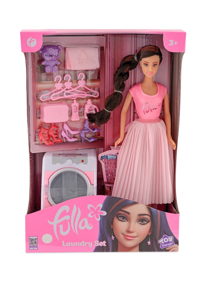 Fulla Doll With Washing Machine Set Includes Towels, Hangers Toy Bear Boxes And Shoes & Machine Features Light And Sound- Interactive Household Role-Play For Kids, Perfect For Eid Gifting  - Image 2
