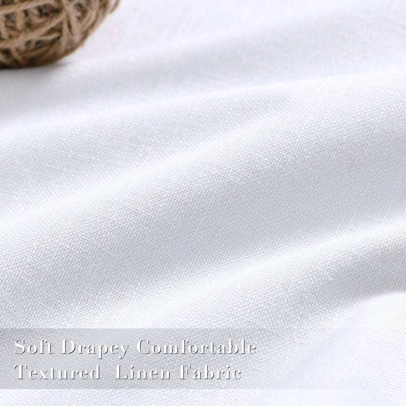 Joywell Linen 100% Blackout Curtains 84 Inches Length Long  Rod Pocket/Back Tab/Hook Belt/Clip Rings  Thermal Insulated Drapes Boho for Teen Girls Bedroom Living Room (2 Panels 52 x 84  White) - Image 4