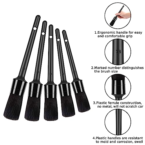 HMPLL 10pcs Detailing Brush Set, Multi-Purpose Car Detailing Brushes for Cleaning Car Interior, Exterior, Engine, Leather, Including 5 car Cleaning Brush, 3 Wire Brush, 2 Air Vent Brush,Black - Image 3