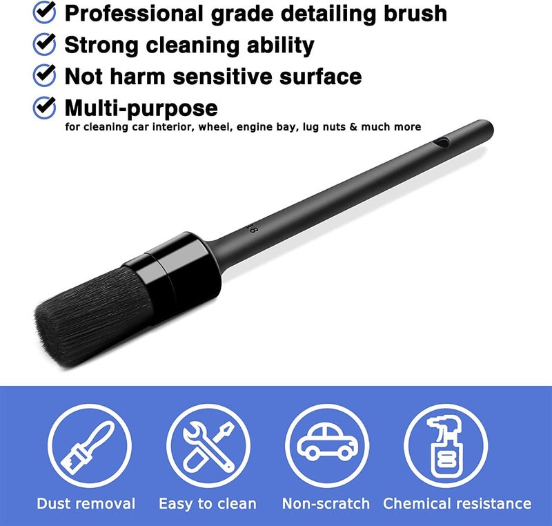HMPLL 10pcs Detailing Brush Set, Multi-Purpose Car Detailing Brushes for Cleaning Car Interior, Exterior, Engine, Leather, Including 5 car Cleaning Brush, 3 Wire Brush, 2 Air Vent Brush,Black - Image 4