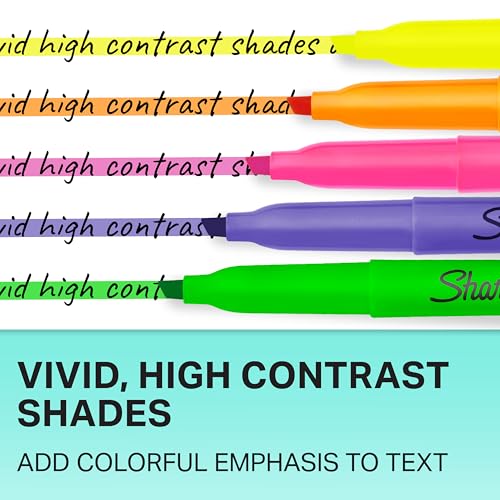 Sharpie Pocket Highlighters Narrow Chisel Tip Highlighter Marker Set Pack Of 36 In 6 Assorted Fluorescent And Pastel Highlighters Ideal For Office Teacher And School Supplies - Image 4