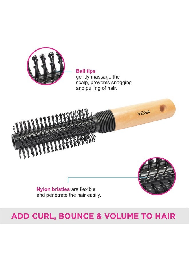 Vega Vega Round Hair Brush (India's No.1* Hair Brush Brand) For Adding Curls, Volume & Waves In Hairs| Men and Women| All Hair Types (E8-RB)  - Image 3