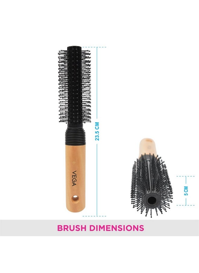 Vega Vega Round Hair Brush (India's No.1* Hair Brush Brand) For Adding Curls, Volume & Waves In Hairs| Men and Women| All Hair Types (E8-RB)  - Image 2