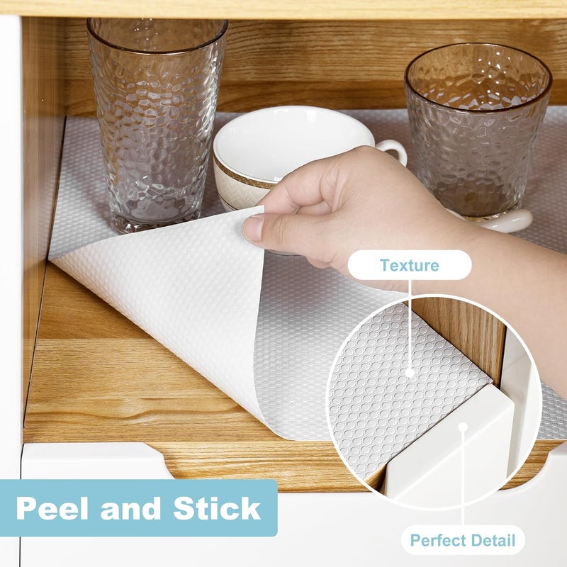 PaBUSIOr Self-Adhesive Kitchen Cabinet Liner: 11 Inch x 120 Inch White Shelf Liner - Easy to Cut Non-Slip Peel and Stick Drawer Mat for Pantry - Image 2