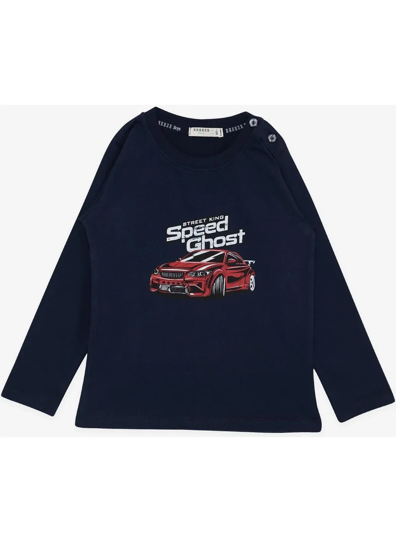 Breeze Girls & Boys Boy's Long Sleeve T-Shirt Ghost Car Printed 1.5-5 Years, Navy Blue