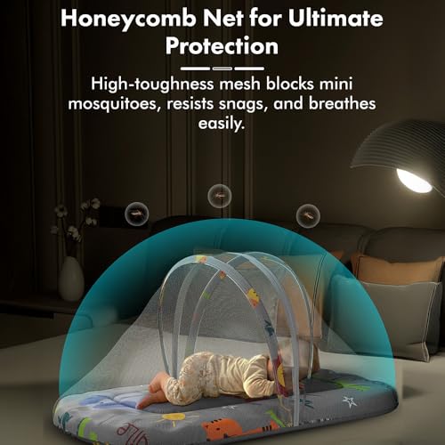 StarAndDaisy 3 in 1 Baby Mosquito net for Sleeping - Newborn, Infant Mosquito net for Baby/Soft and Comfortable Bed for 0-12 Months/Washable Cotton Design -Animal Print - Image 5