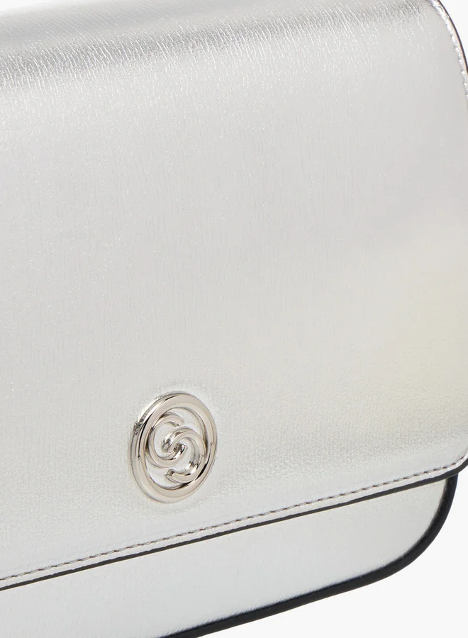 سيليست Women's Metallic Crossbody Bag with Flap Closure and Adjustable Strap