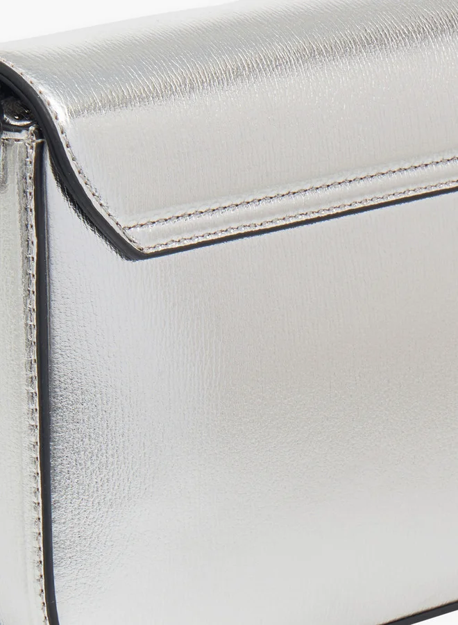 سيليست Women's Metallic Crossbody Bag with Flap Closure and Adjustable Strap