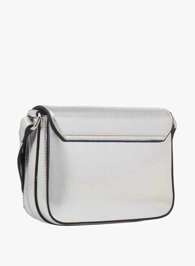 سيليست Women's Metallic Crossbody Bag with Flap Closure and Adjustable Strap