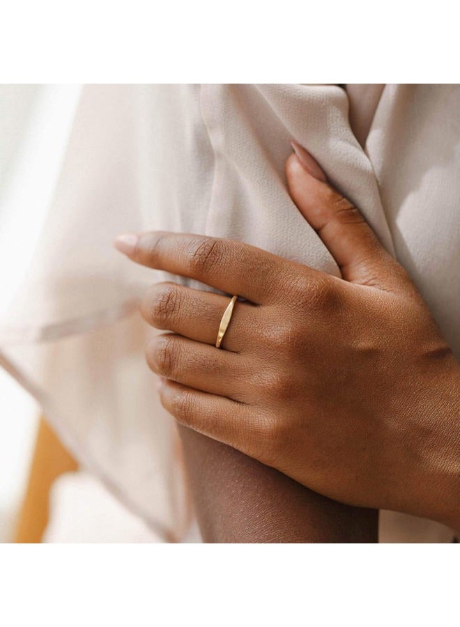 NOKMIT 1.5mm 14K Gold Filled Slim Signet Rings Thin Croissant Pinky Ring for Women Dainty Gold Twisted Stacking Statement Flat Ribbed Plain Band Comfort Fit Size 4 to 10 (7) - Image 3