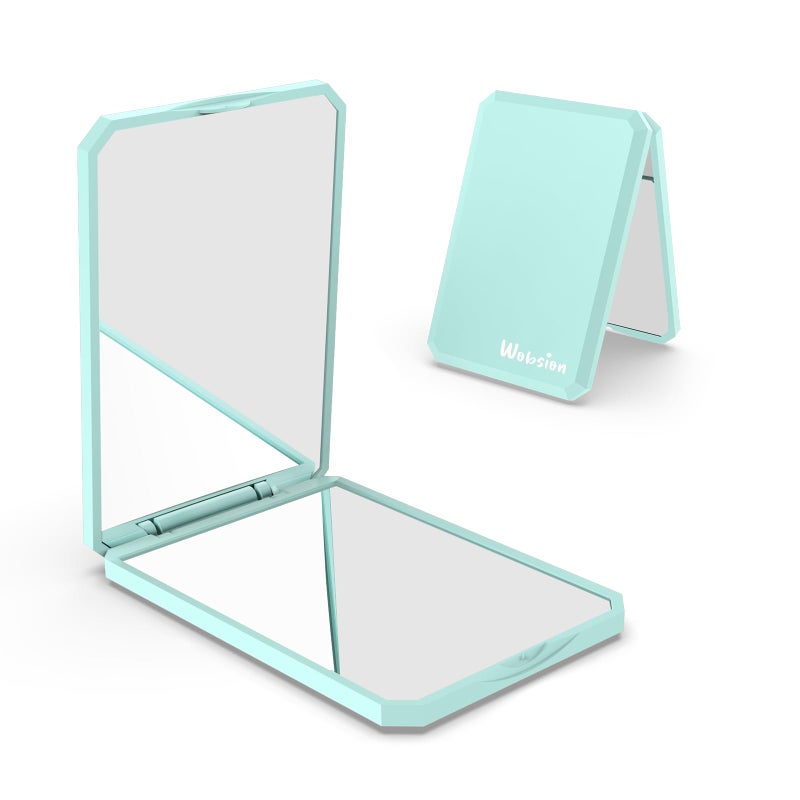 WOBSION Small Compact Mirror1x2x Travel Magnifying Mirror2Sided Handheld Portable Folding Mirror for PursePocketGiftsSquareCyan - Image 3