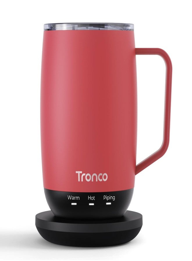 Tronco Temperature Control Heated Coffee Mug 14 oz - Rechargeable Self-Heating Coffee Cup with Lid - Manual Control, 3 Modes, 130 Min Battery Life, Auto Shut-Off (Rose) - Image 1