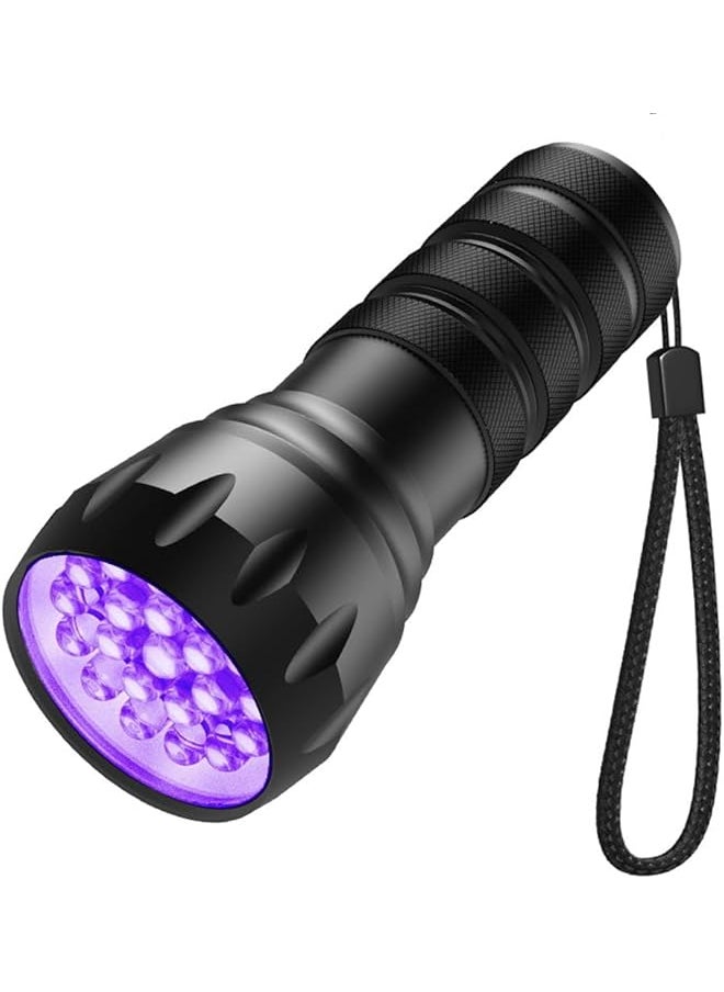 PROMASS promass UV Flashlight Black Light, 21 LED 395nm UV Flashlight, Small Portable Black Light Flashlight, Powerful Mini Blacklight Flashlight for Pet Urine Detection, Resin Curing, Bed Bug, Nails  - Image 1