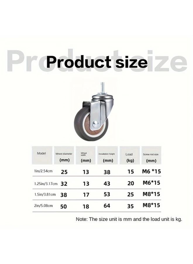 TPR Universal Screw Casters 1 5 Inch 360 Degree Rotary Wheels For Furniture Dolly - Image 3