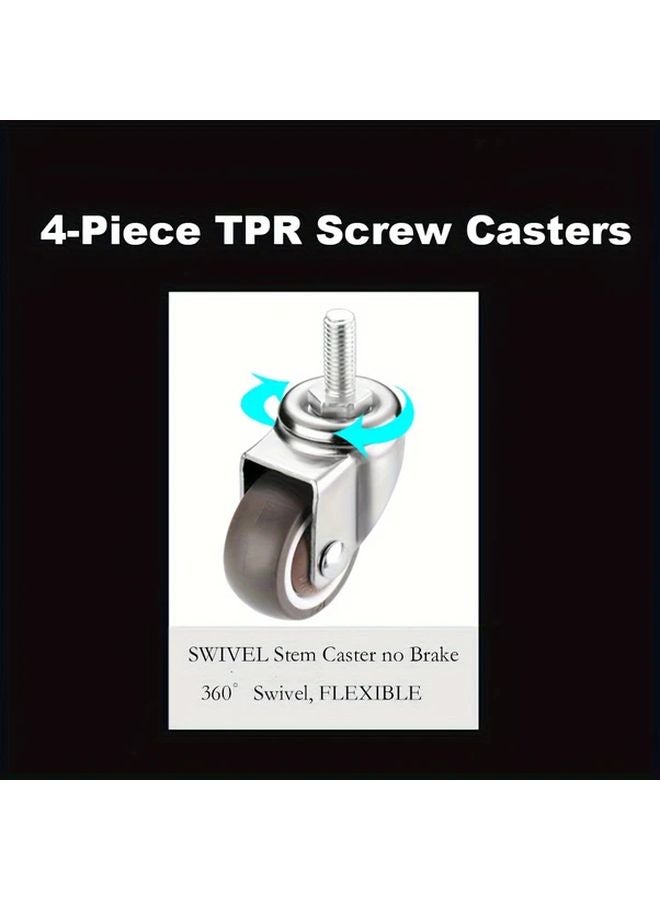 TPR Universal Screw Casters 1 5 Inch 360 Degree Rotary Wheels For Furniture Dolly - Image 4