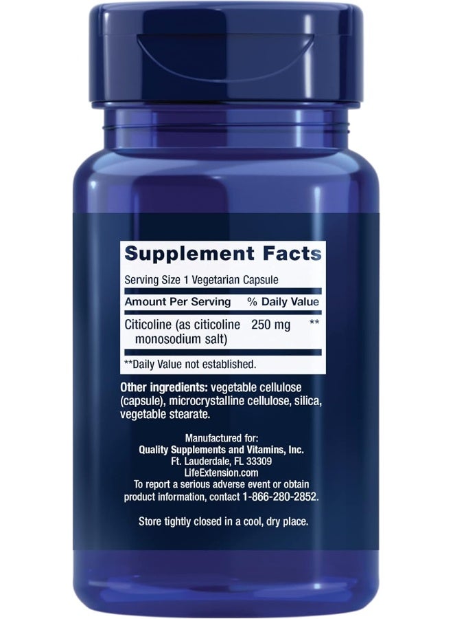 Life Extension Citicoline (CDP-Choline) - Citicoline Supplement for Brain & Cognitive Health, Focus, Attention, Memory Function - Non-GMO, Gluten Free, Vegetarian - 60 Capsules - Image 2