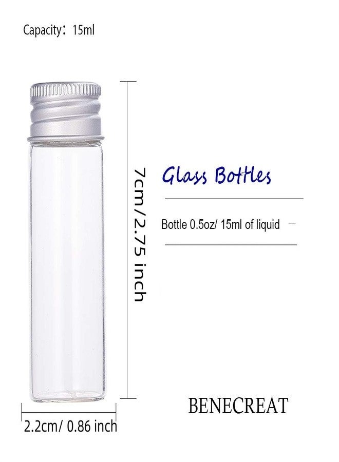 BENECREAT 20 Pack 15ml/0.5oz Glass Bottles Sample Vials with Screwed Aluminum Caps for Wishing Message Bottle, Sample Liquid, Arts & Crafts, Wedding Favors Decorations - Image 2