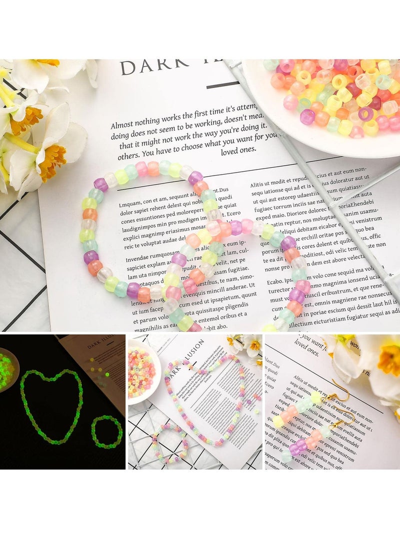 KASTWAVE Pony Beads Glow In The Dark Beads, Plastic Hair Beads DIY Glow-In-The-Dark Bracelet Beads Artificial Fluorescent Beads for Jewelry Making Bracelets Necklaces Children Toys, Etc. (600 Pieces) - Image 3