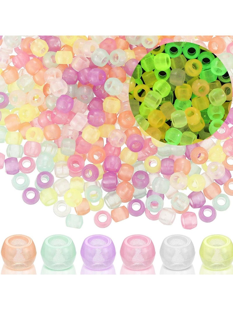 KASTWAVE Pony Beads Glow In The Dark Beads, Plastic Hair Beads DIY Glow-In-The-Dark Bracelet Beads Artificial Fluorescent Beads for Jewelry Making Bracelets Necklaces Children Toys, Etc. (600 Pieces) - Image 1