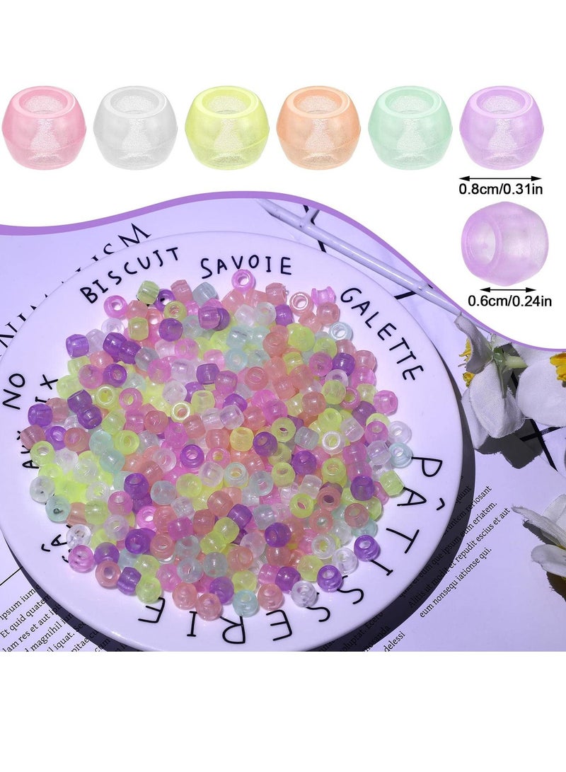 KASTWAVE Pony Beads Glow In The Dark Beads, Plastic Hair Beads DIY Glow-In-The-Dark Bracelet Beads Artificial Fluorescent Beads for Jewelry Making Bracelets Necklaces Children Toys, Etc. (600 Pieces) - Image 2
