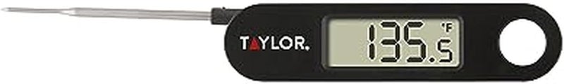Taylor 1476 Instant Read Digital Meat Food Grill BBQ Cooking Kitchen Thermometer, Tailgating and Grilling Compact Folding Probe, Black - Image 1