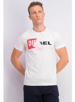 DIESEL Men T,Diego Qa T-shirt, White and Black and Red  - Image 1