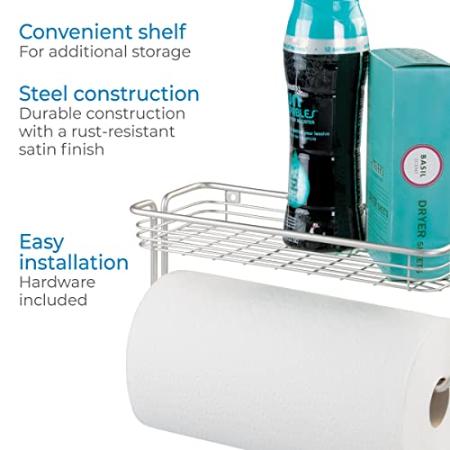 InterDesign iDesign Classico Steel Wall Mounted Paper Towel Holder with Shelf Paper Towel Dispenser for Kitchen, Bathroom, Laundry Room, Garage, Office , Satin - Image 4