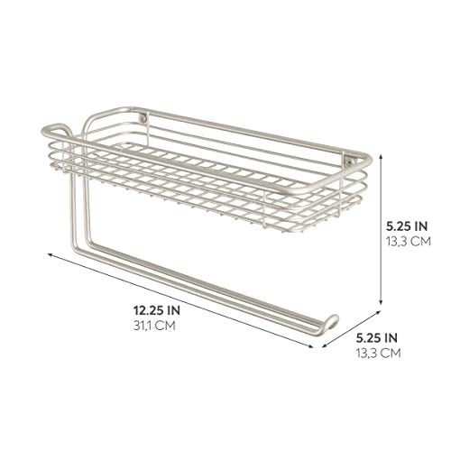 InterDesign iDesign Classico Steel Wall Mounted Paper Towel Holder with Shelf Paper Towel Dispenser for Kitchen, Bathroom, Laundry Room, Garage, Office , Satin - Image 2