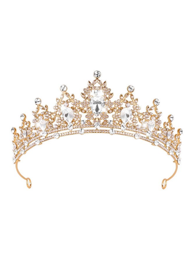 BEAYFILY Tiara For Women, Crown And Tiara For Girl Princess, Bride Wedding Happy Birthday Halloween Cosplay Hair Accessories Decorations (Gold) - Image 1