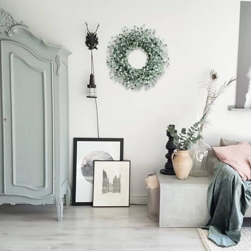Egolot 24 Inch Everyday Greenery Boxwood Wreath for Front Door, Soft Touch Green Mini Leaves Wreath for Indoor and Outdoor, Romantic Green Wreath for Wedding Decor - Image 4