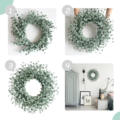 Egolot 24 Inch Everyday Greenery Boxwood Wreath for Front Door, Soft Touch Green Mini Leaves Wreath for Indoor and Outdoor, Romantic Green Wreath for Wedding Decor - Image 5