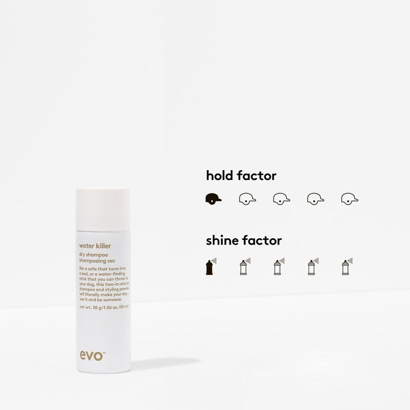 EVO Water Killer Dry Shampoo - Absorbs Oil to Refresh Hair, Reduces Damage from Excessive Washing - Hair Styling Spray - Travel Size, 35g /1.1oz - Image 4