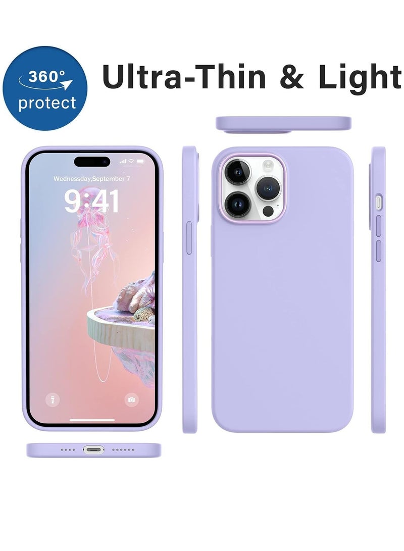 "[3-in-1] iPhone 15 Case with 9H Tempered Glass Screen Protector – Premium Liquid Silicone Shockproof Protective Case, Slim Phone Cover for iPhone 15 (2023) (Purple)" - Image 2