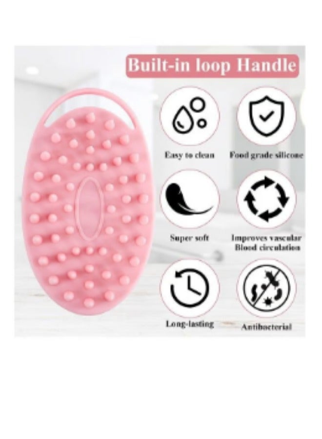 2-in-1 Silicone Bath & Shampoo Brush – Soft, Exfoliating & Scalp Massager, For All Ages (Pink) - Image 3