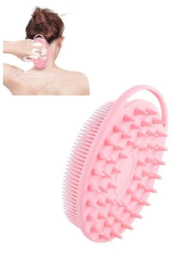 2-in-1 Silicone Bath & Shampoo Brush – Soft, Exfoliating & Scalp Massager, For All Ages (Pink) - Image 1