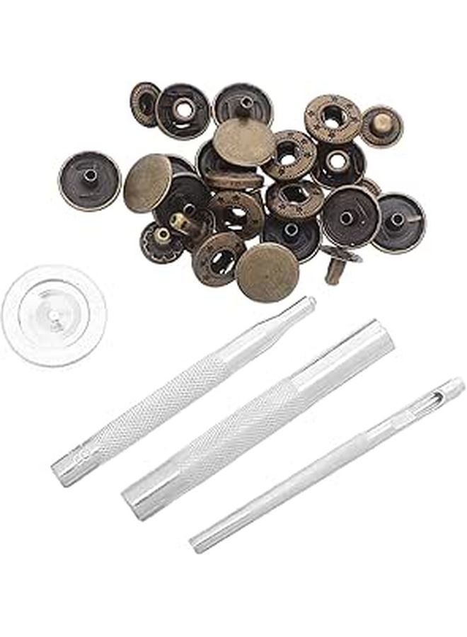 Leather Snap Fasteners Set with Press Studs and Universal Metal Tool for Jackets Bags Jeans DIY - Image 1