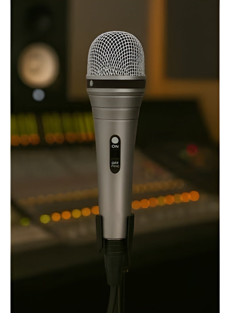 Dynamic Vocal Unidirectional Wired Microphone - Clear, Warm Sound - Ideal for Singers and Live Performances - Professional Recording - Professional Design - High Quality - Silver - Image 2