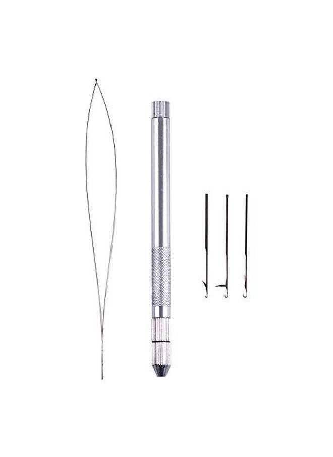 yantaisiyu Hair Extension Tools 3 Knitting Needles+ 1 Holder +1 Pulling Needle Loop Threader Aluminum Ventilating Holder And Needles Kit  - Image 1