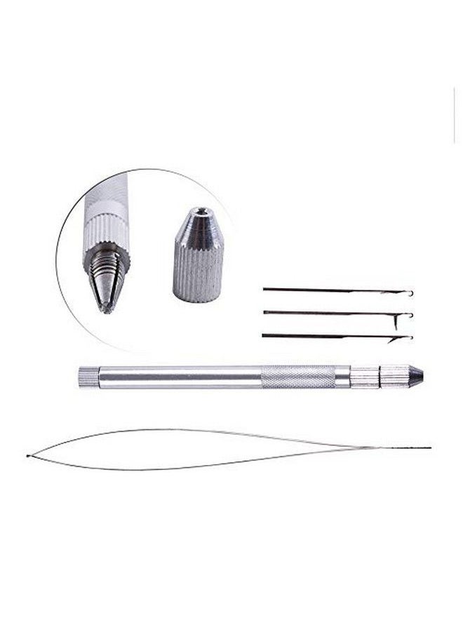 yantaisiyu Hair Extension Tools 3 Knitting Needles+ 1 Holder +1 Pulling Needle Loop Threader Aluminum Ventilating Holder And Needles Kit  - Image 4