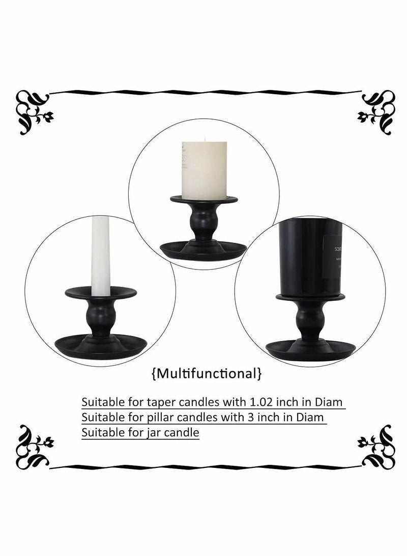 NIBEMINENT Taper Candle Holder Set, Black Retro Iron Stick Holder, Candlelight Stand for Pillar Candles, Stands Decorative Weddings, Parties and Home Décor (Pack of 2)  - Image 5