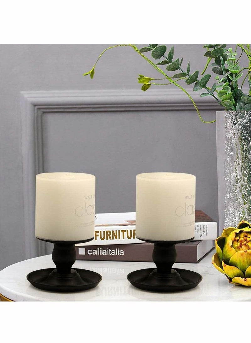 NIBEMINENT Taper Candle Holder Set, Black Retro Iron Stick Holder, Candlelight Stand for Pillar Candles, Stands Decorative Weddings, Parties and Home Décor (Pack of 2)  - Image 4
